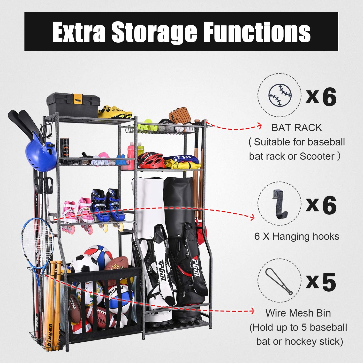 Garage Sports Equipment Storag - đánh giá và giá Golf Equipment Garage Organizer