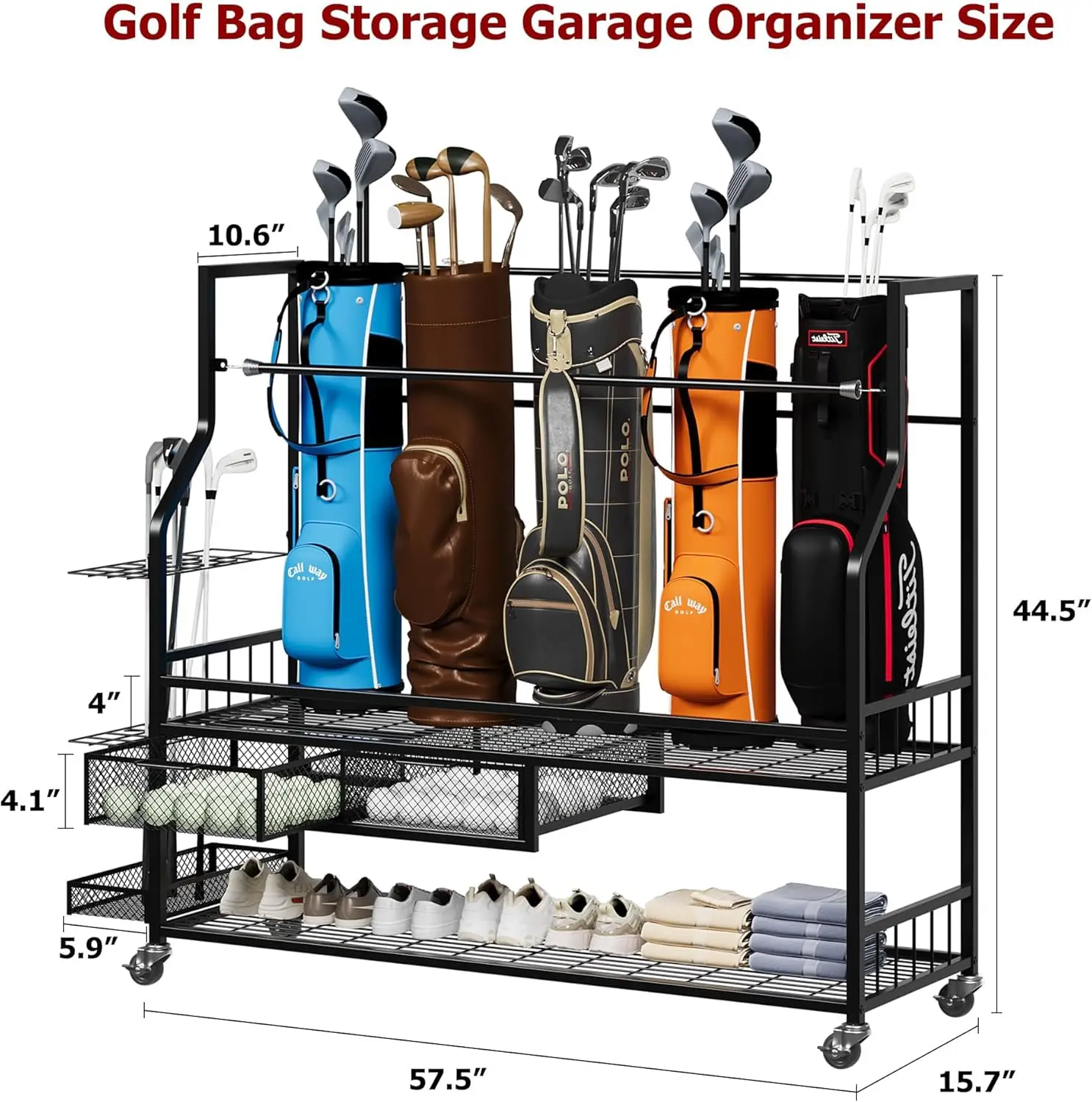 Multifunctional Rolling Golf B - đánh giá và giá Golf Equipment Garage Organizer